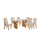 Ver imagem 2 de Conjunto de Jantar 6 Cadeiras Mesa Miami Tampo MDF e Vidro Castanho/Off White Yescasa Bege/Cinamomo/Creme