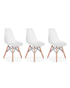 Ver imagem 1 de Kit 3 Cadeiras Eiffel Charles Eames Brancas – Base de Madeira – Design Moderno – Sala de Jantar, Esc