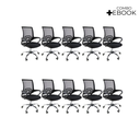 Ver imagem 3 de Kit 10 Cadeiras de Escritório Begonia Mesh Ergonômico Preto + E-book