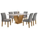 Ver imagem 3 de Conjunto Sala de Jantar Mesa Tampo MDF e Vidro 160x80cm com 6 Cadeiras Espanha Yescasa