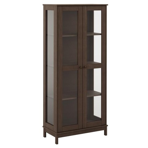 Cristaleira Porta de Vidro 80cm 1 Gaveta Madeira Maciça Vitalis Café F07 - Mpozenato