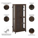 Ver imagem 3 de Cristaleira Porta de Vidro 80cm 1 Gaveta Madeira Maciça Vitalis Café F07 - Mpozenato