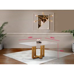 Mesa de Jantar 6 Lugares em Madeira Maciça Lisy Com Tampo de Vidro 160cm - Móveis Mix - 4