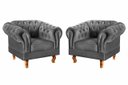 Ver imagem 1 de Kit 2 Poltronas Decorativas Capitonê Chesterfield Dom Pedro - Suede Cinza Grafite