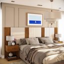 Ver imagem 1 de Cabeceira Sleep Movelove para Cama Casal/queen/king com 2 Criados Cinamomo/off White