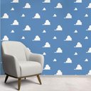 Ver imagem 3 de Papel de Parede Infantil Azul com nuvens brancas Mod 079-60x300cm