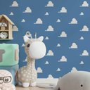 Ver imagem 1 de Papel de Parede Infantil Azul com nuvens brancas Mod 079-60x300cm