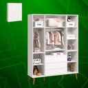 Ver imagem 4 de Roupeiro Elfe Retro 4 Portas 3 Classic Gavetas Branco Fosco - Moveisaqui