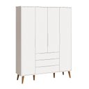Ver imagem 2 de Roupeiro Elfe Retro 4 Portas 3 Classic Gavetas Branco Fosco - Moveisaqui