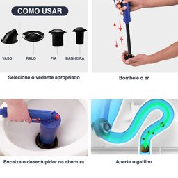 Desentupidor Manual Lorben Pistola Alta Pressão Vaso Sanitário Pia Ralo Gt6229 - 4