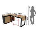 Ver imagem 3 de Mesa em L Escritório 160cm X 60cm Armário Lateral C/ Porta de Correr e 2 Nichos Cor:amêndoa com