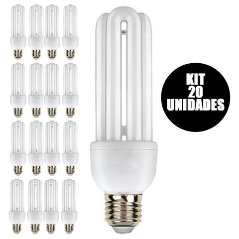 Lampada Fluorescente 220w Kit 20 Uni 15w Branco Frio Iluminaçao Energia Ambiente Rua Casa