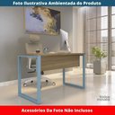 Ver imagem 2 de Mesa Escritório P25 Tub Pandin 134 Cm (larg) Tampo Mdp Noce Naturalle Pé Aço Tubular Azul Dali