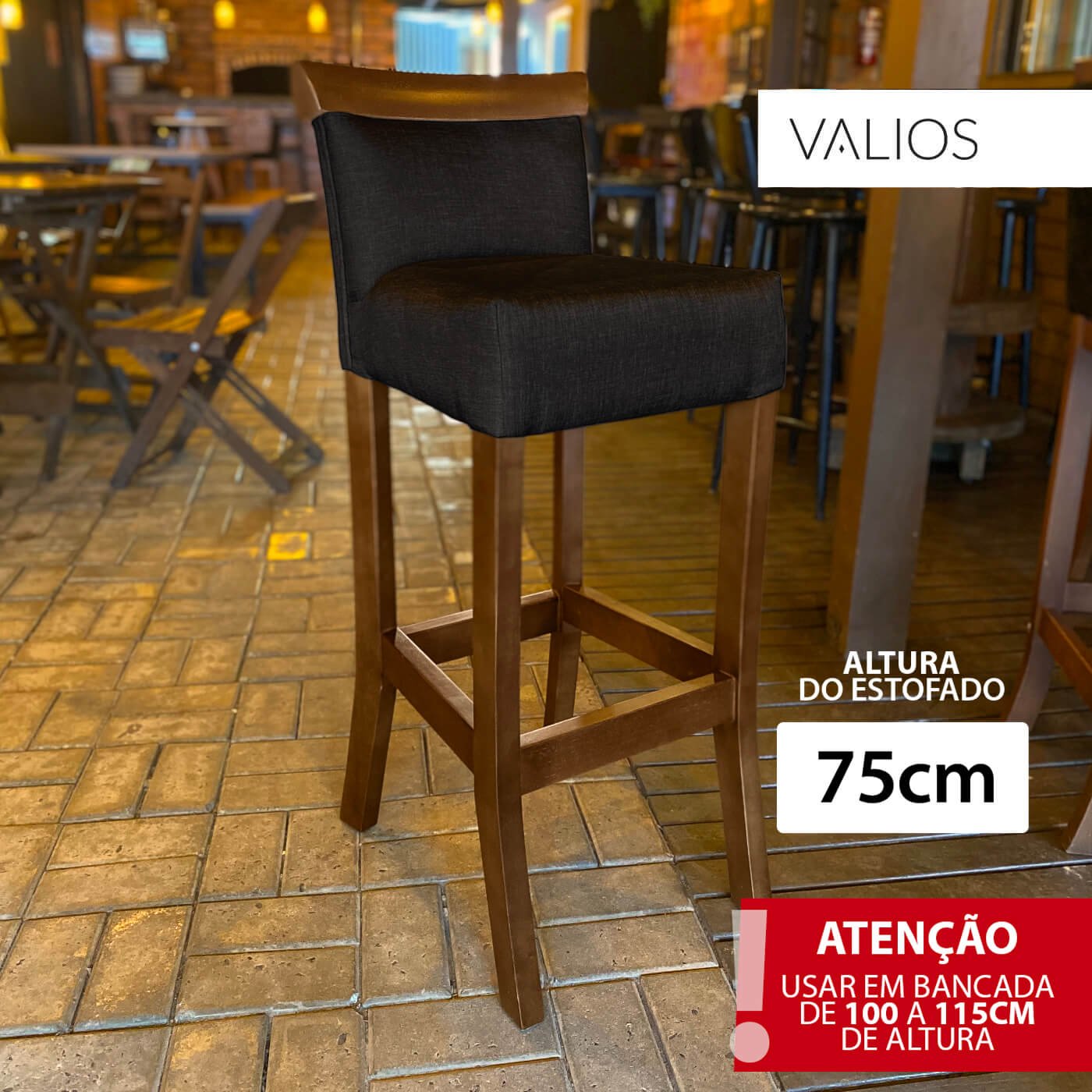 3 Banco Alto Cadeira de Balcão Restaurante Cozinha Gourmet Moderna Confortavel Bistro Premium Valios - 2