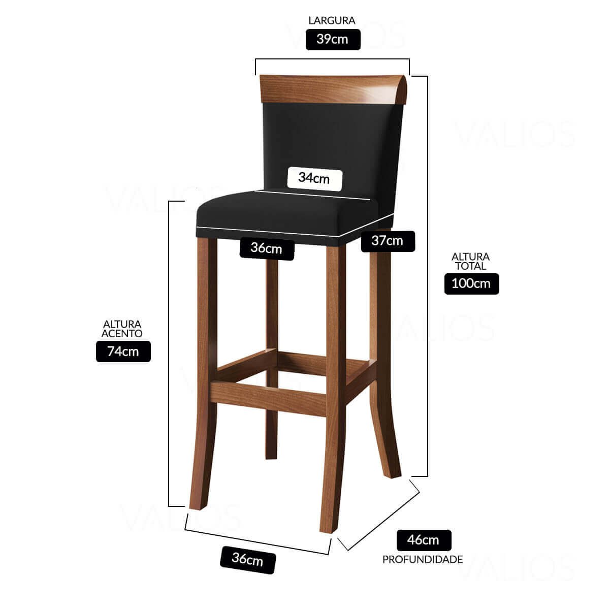 3 Banco alto cadeira de balcão restaurante cozinha gourmet moderna confortavel bistro premium Valios - 3