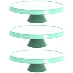 Kit 3 Bases Porta Bolos Verde Menta 30cm com Pé Bubble Suporte para Tortas Doces Crippa - 1