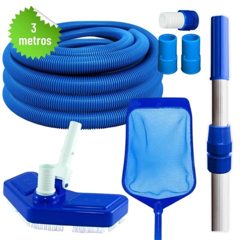 Kit Completo Manutenção e Limpeza para Piscinas de Fibra, Vinil e Alvenaria uso Universal