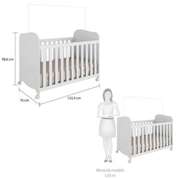 Quarto De Bebê Completo Com Guarda-Roupa Cômoda Junior New E Berço Uli New Móveis Peroba Branco - 2