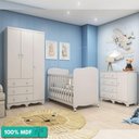 Ver imagem 1 de Quarto De Bebê Completo Com Guarda-Roupa Cômoda Junior New E Berço Uli New Móveis Peroba Branco