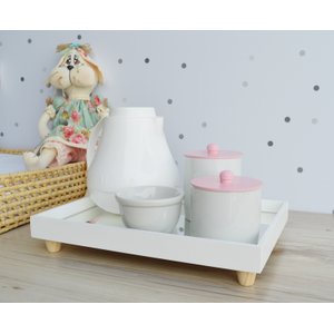 Kit Higiene Porcelana Bebê Meninas Rosa Bebê Térmica
