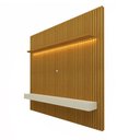Ver imagem 2 de Painel para TV até 85 Polegadas Sole Ripado 2 Gavetas 100% MDF com LED Naturale/Off White - Pnr Móve