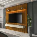 Ver imagem 1 de Painel para TV até 85 Polegadas Sole Ripado 2 Gavetas 100% MDF com LED Naturale/Off White - Pnr Móve