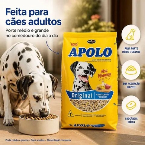 Ração para Cães Adultos Apolo Original Carne e Cereais Médio e Grande 20kg