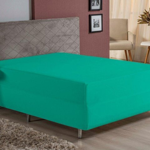 Lençol com Elástico Casal Nobre 1 Peça Luva de Box 55cm de Altura Malha 100% Algodão - Jade