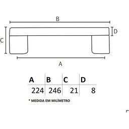 Puxador Liveri IL 950 - Preto - 224MM - 5 Puxador Liveri IL 950 - Preto - 224MM - 5