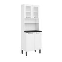 Ver imagem 1 de Armário de Cozinha de Aço com 4 Portas 2 de Vidro Branco Bertolini