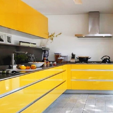 Adesivo para Móveis Brilhante Amarelo Ouro 0,50m Tacolado Papel de Parede