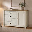 Ver imagem 3 de Cômoda Sapateira para Quarto 4 Gavetas 1 Porta Madeira Maciça Mazzaro F06 Branco Freijó - Lyam