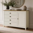 Ver imagem 1 de Cômoda Sapateira para Quarto 4 Gavetas 1 Porta Madeira Maciça Mazzaro F06 Branco Freijó - Lyam
