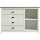 Ver imagem 2 de Cômoda Sapateira para Quarto 4 Gavetas 1 Porta Madeira Maciça Mazzaro F06 Branco Freijó - Lyam