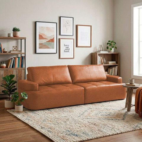 Sofá 3 Lugares 216cm Living Sala de Estar Afonso Sintético Pu K01 - D'rossi