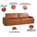 Ver imagem 3 de Sofá 3 Lugares 216cm Living Sala de Estar Afonso Sintético Pu K01 - D'rossi