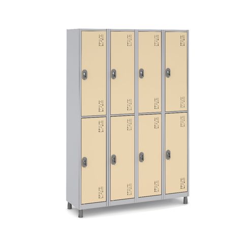 Armário de Aço 8 Portas Grandes para Vestiário:bege