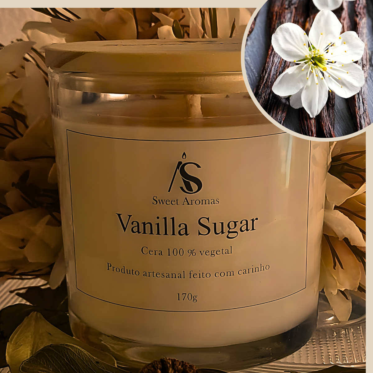 Vela Aromatica Artesanal Perfumada - Vanilla Sugar - 4