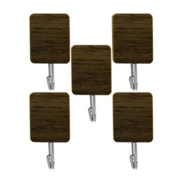 Kit Ganchos com Adesivo Plástico Estampa Madeira sem Furar - 1