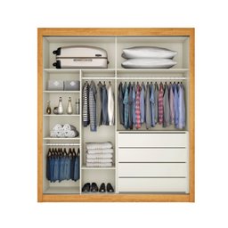 Guarda Roupa Zurique 2 Portas Espelhadas 100% Mdf Peróba Off White - Móveis Europa - 3
