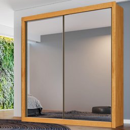 Guarda Roupa Zurique 2 Portas Espelhadas 100% Mdf Peróba Off White - Móveis Europa - 1