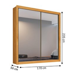 Guarda Roupa Zurique 2 Portas Espelhadas 100% Mdf Peróba Off White - Móveis Europa - 4
