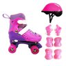 Patins Infantil Roller 4 Rodas Regulável com Acessórios P - 1