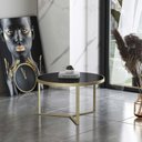 Ver imagem 2 de Mesa de Centro Sala Redonda Habone Champanhe Vidro Preto