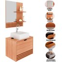 Ver imagem 2 de Kit Gabinete e Espelheira de Banheiro 60 Cm com Cuba Sâmia Amêndoa