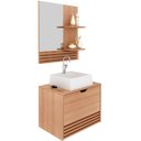 Ver imagem 1 de Kit Gabinete e Espelheira de Banheiro 60 Cm com Cuba Sâmia Amêndoa