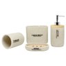 KIT ACESSÓRIOS DE BANHEIRO LAVABO 4 PEÇAS RESINA MADEIRADA:Areia - 2