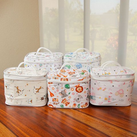 Bolsa Frasqueira Térmica Bebê e Infantil 7 Litros Impermeável: Bege Circus
