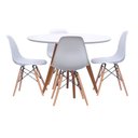 Ver imagem 1 de Conjunto Mesa Square Redonda Branco Fosco 88cm com 4 Cadeiras Eiffel - Branco