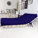 Ver imagem 2 de Sofa Cama Casal Futon Oriental Azul Royal Acquablock com Madeira Maciça